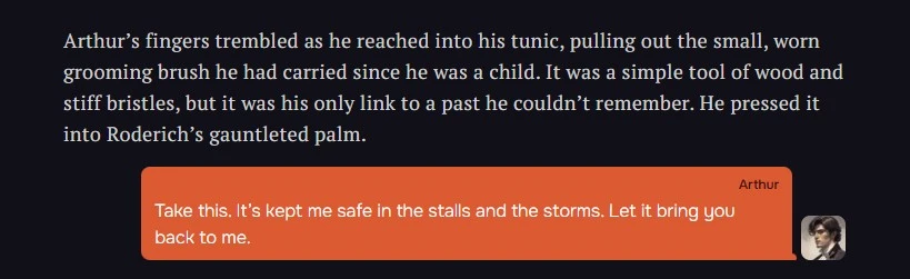 Planting a key detail about a lucky grooming brush.