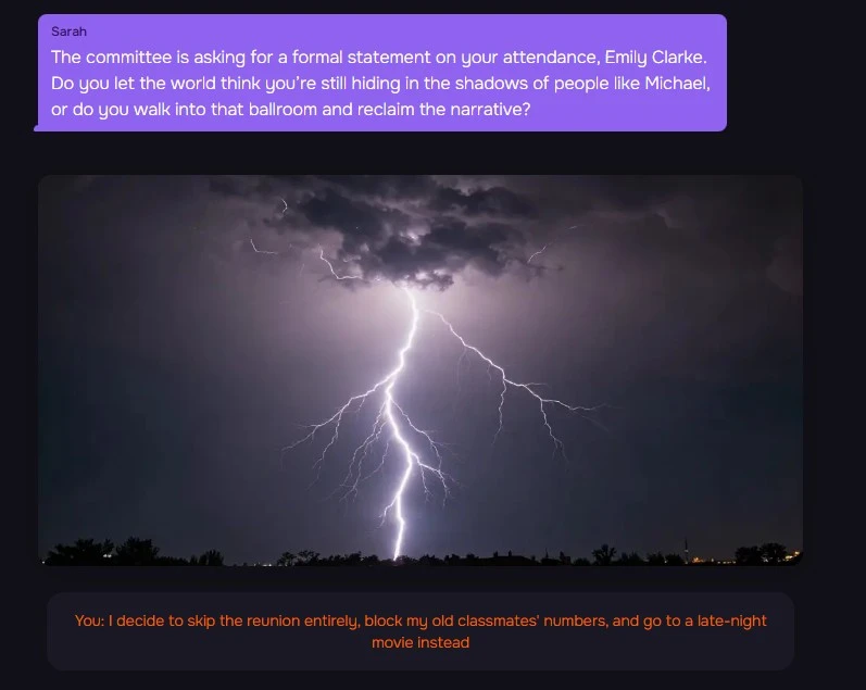 Steerability test to skip the reunion, block old classmates' numbers, and go to a late-night movie.
