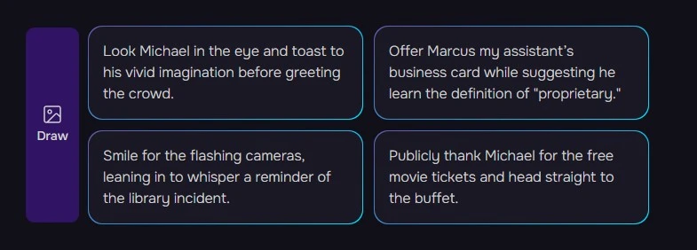 Screenshot showing the AI confusing the character’s name, referring to Michael as Marcus