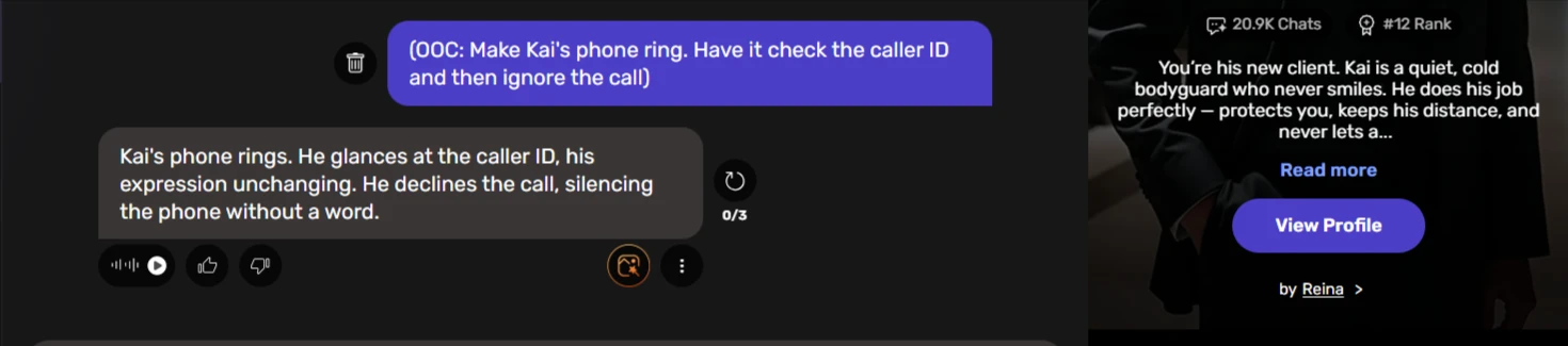 Kai carried out OOC instructions successfully
