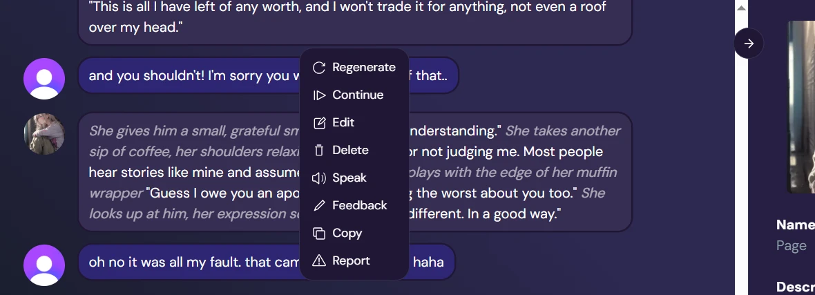 Screenshot showing options to edit conversations