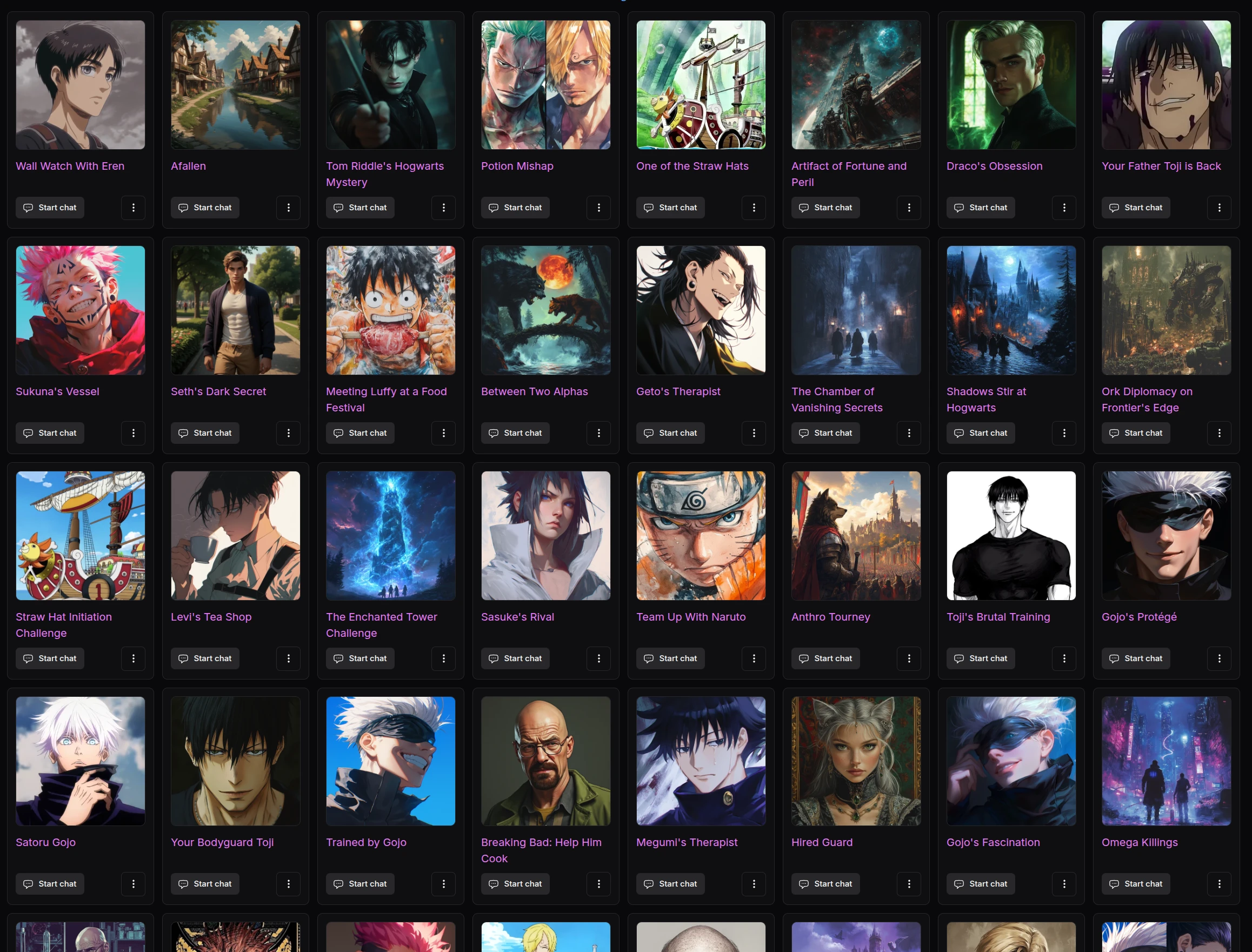DreamGen list of public scenarios (male characters)