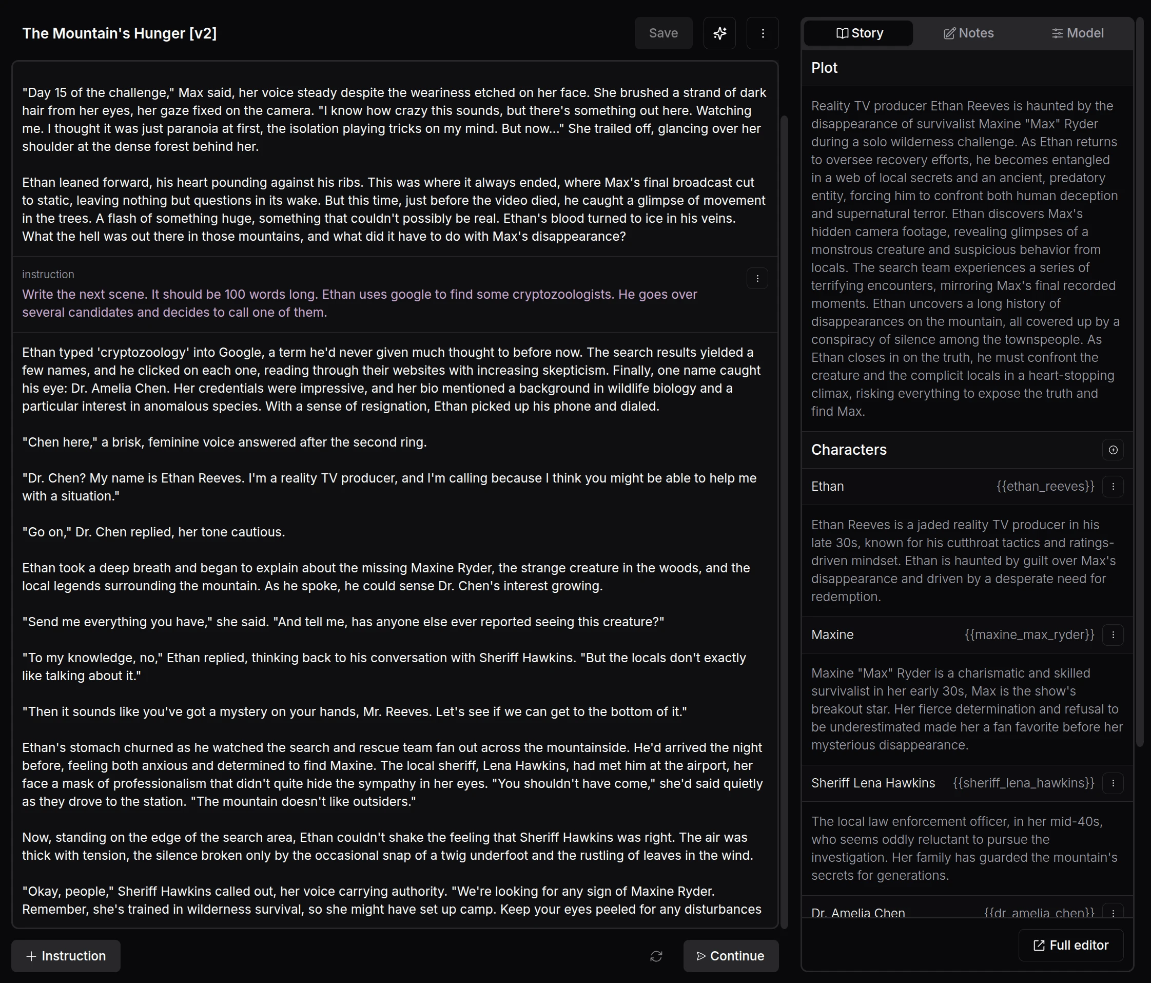 Writing Stories with DreamGen