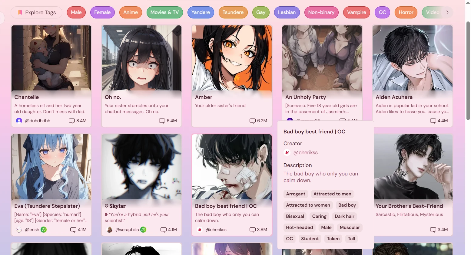 Sakura AI's extensive character library.