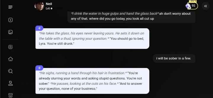Neil's chat interface showing the character’s discretionary handling of details