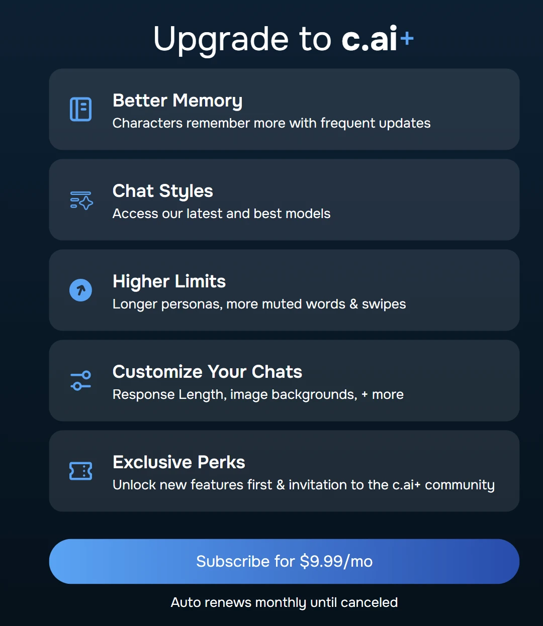 Character AI pricing