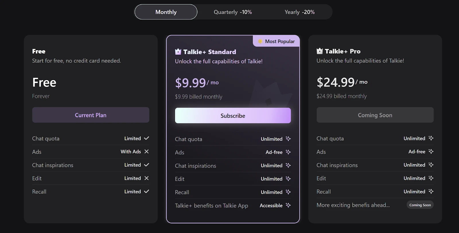 Talkie AI pricing