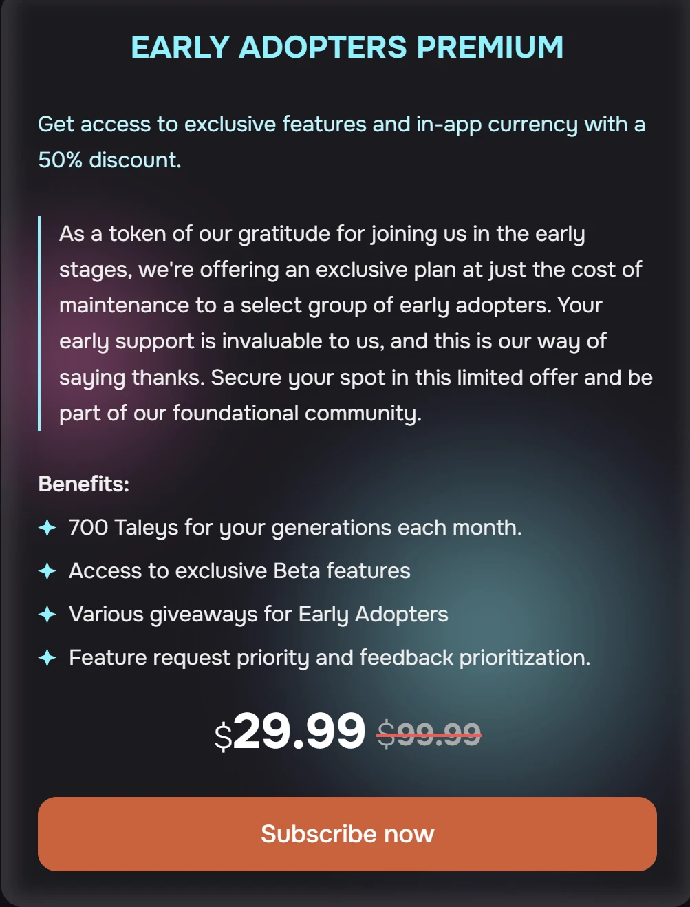 Talefy pricing