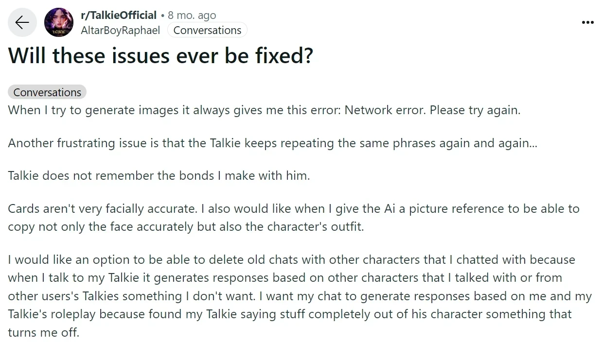 Repetitive AI Responses and Bugs