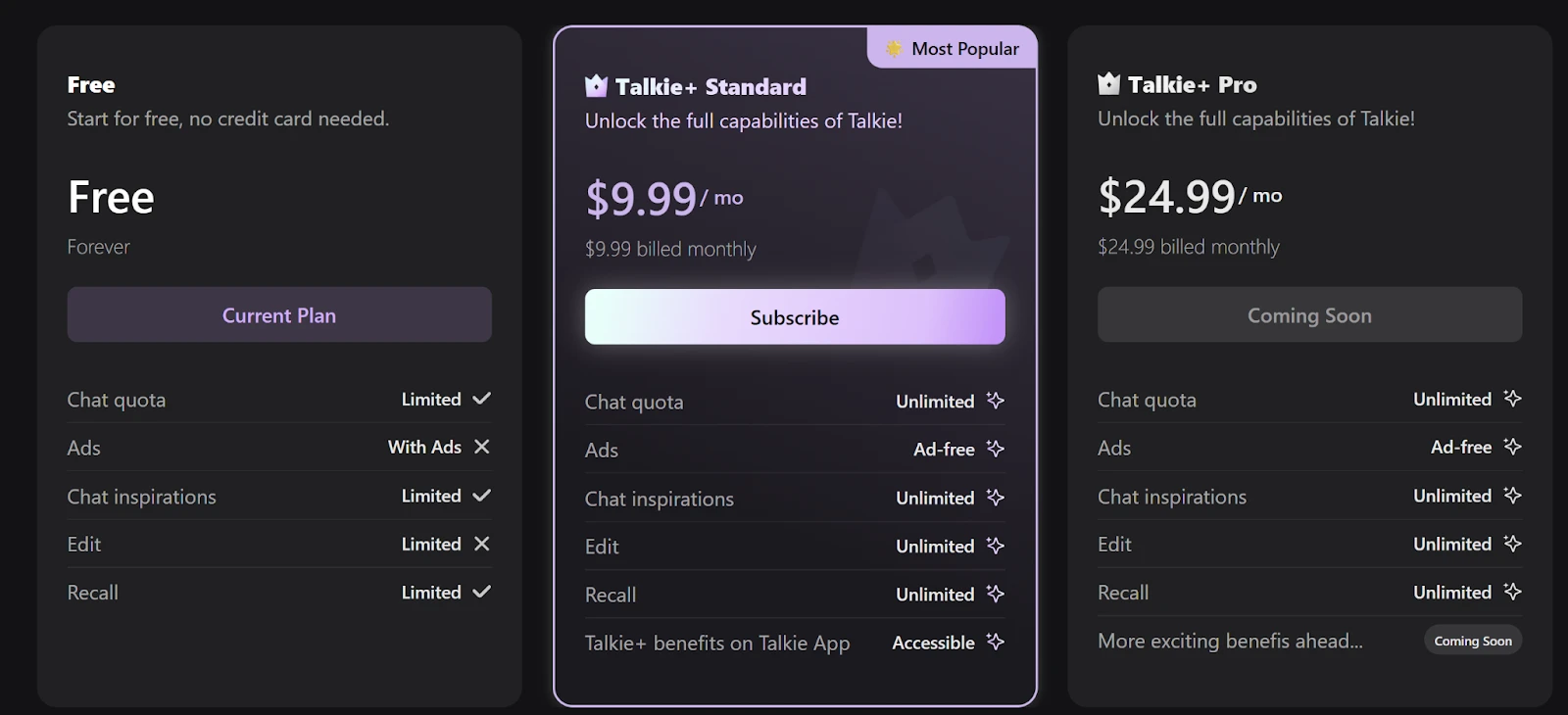 Talkie AI Pricing