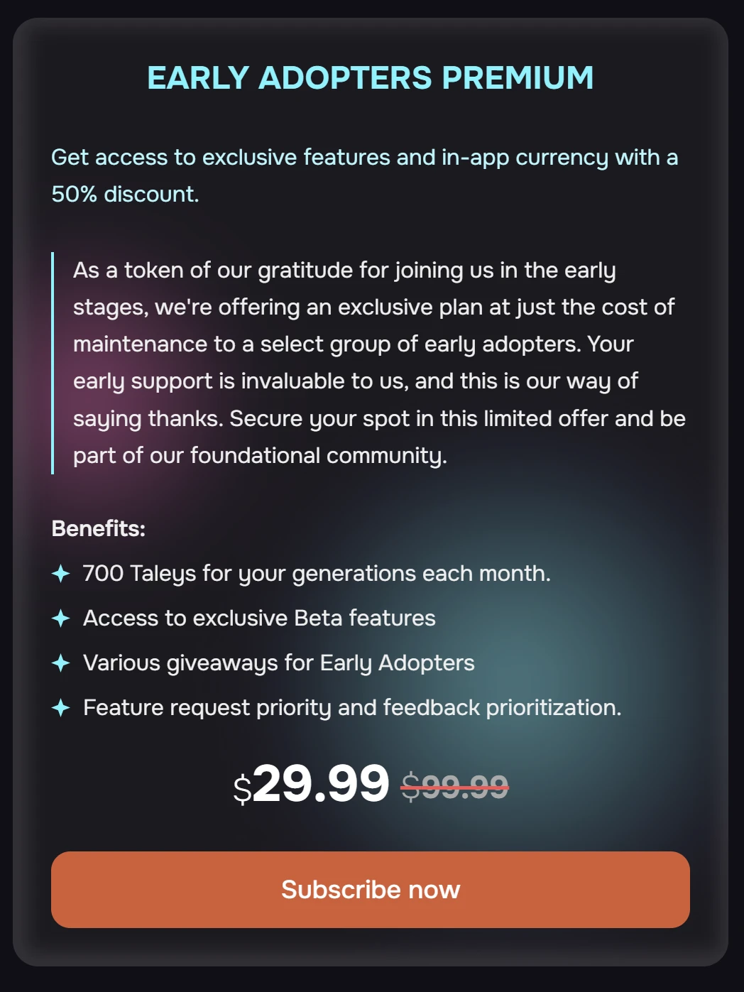 Talefy AI pricing