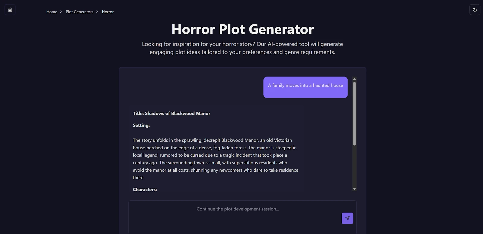 Sudowrite Horror Plot Generator
