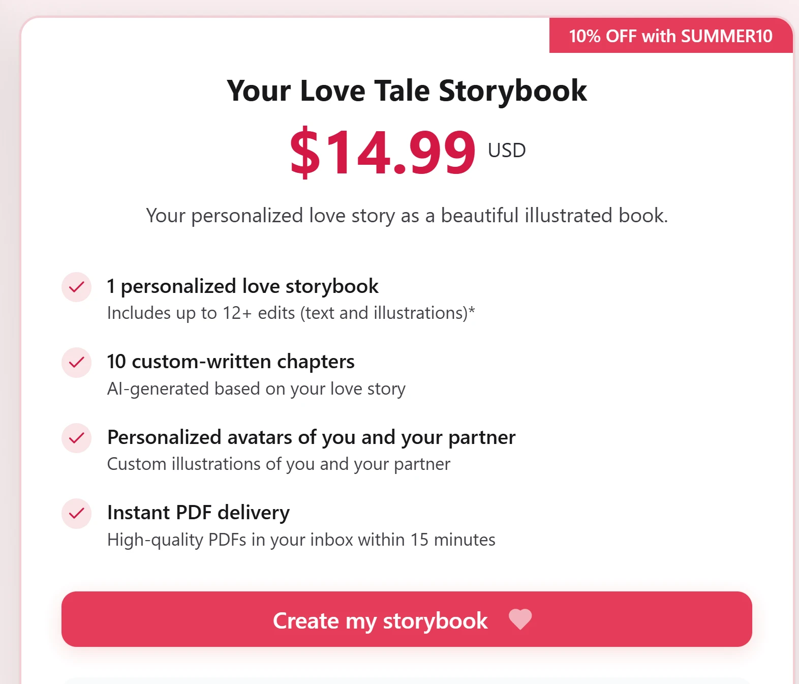 LoveTales.ai pricing