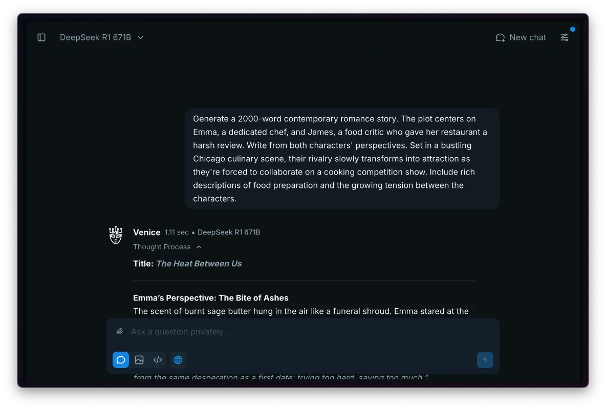Venice.ai Romance Story Generator