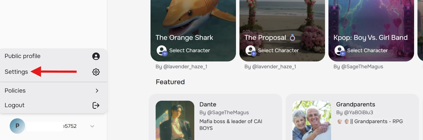 Character AI Desktop Profile Settings