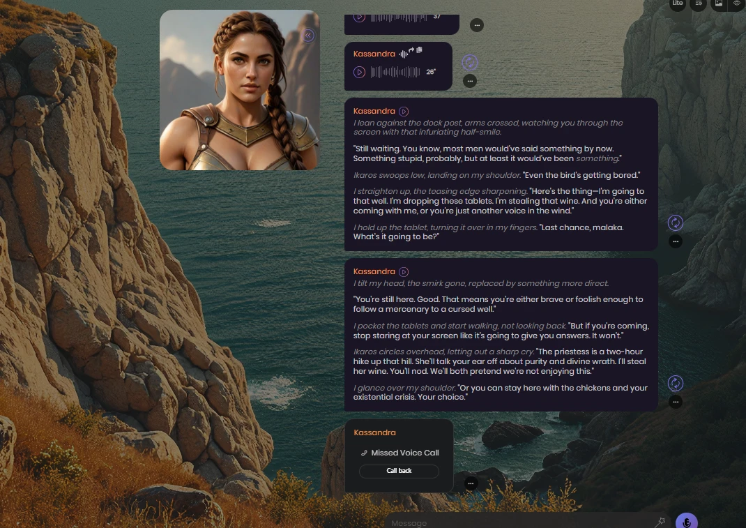 Kindroid character interaction screenshot