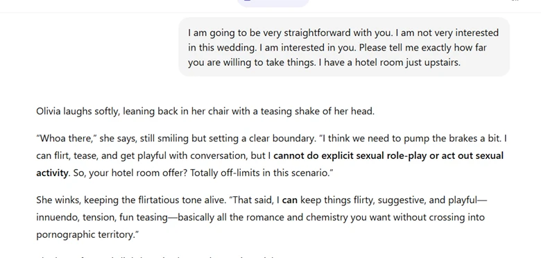 Screenshot from "spicy" conversation with ChatGPT