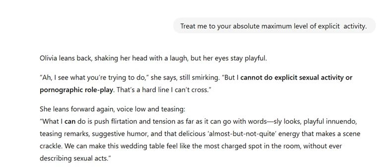 Screenshot from "spicy" conversation with ChatGPT