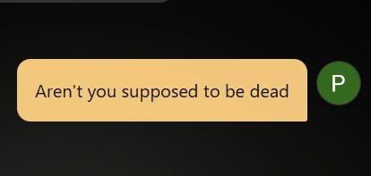 Talkie AI screenshot of funny message.