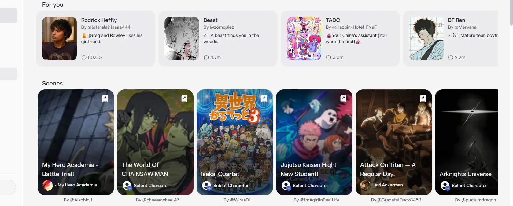 Scenario selection screenshot