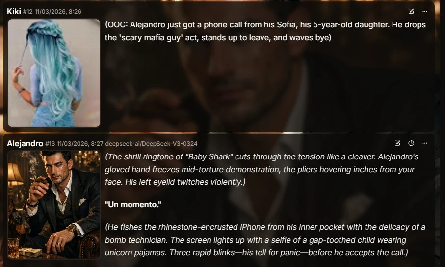 Screenshot from character interaction