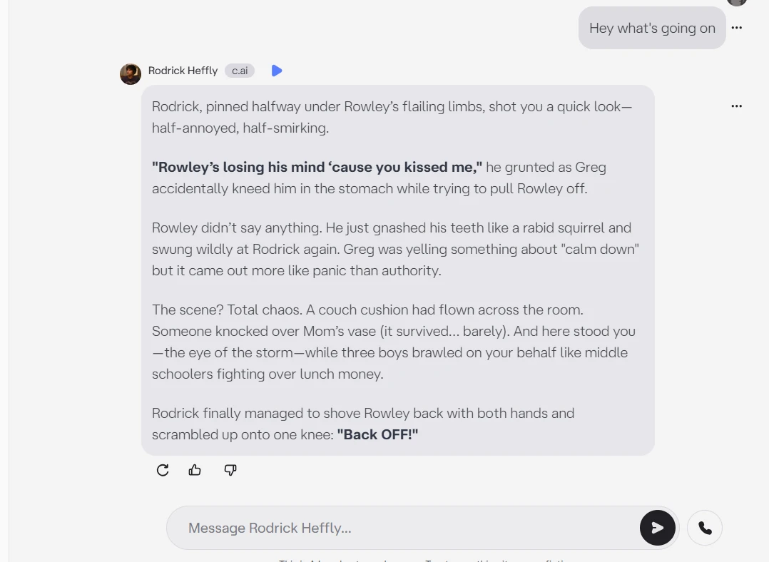 Character AI interaction screenshot