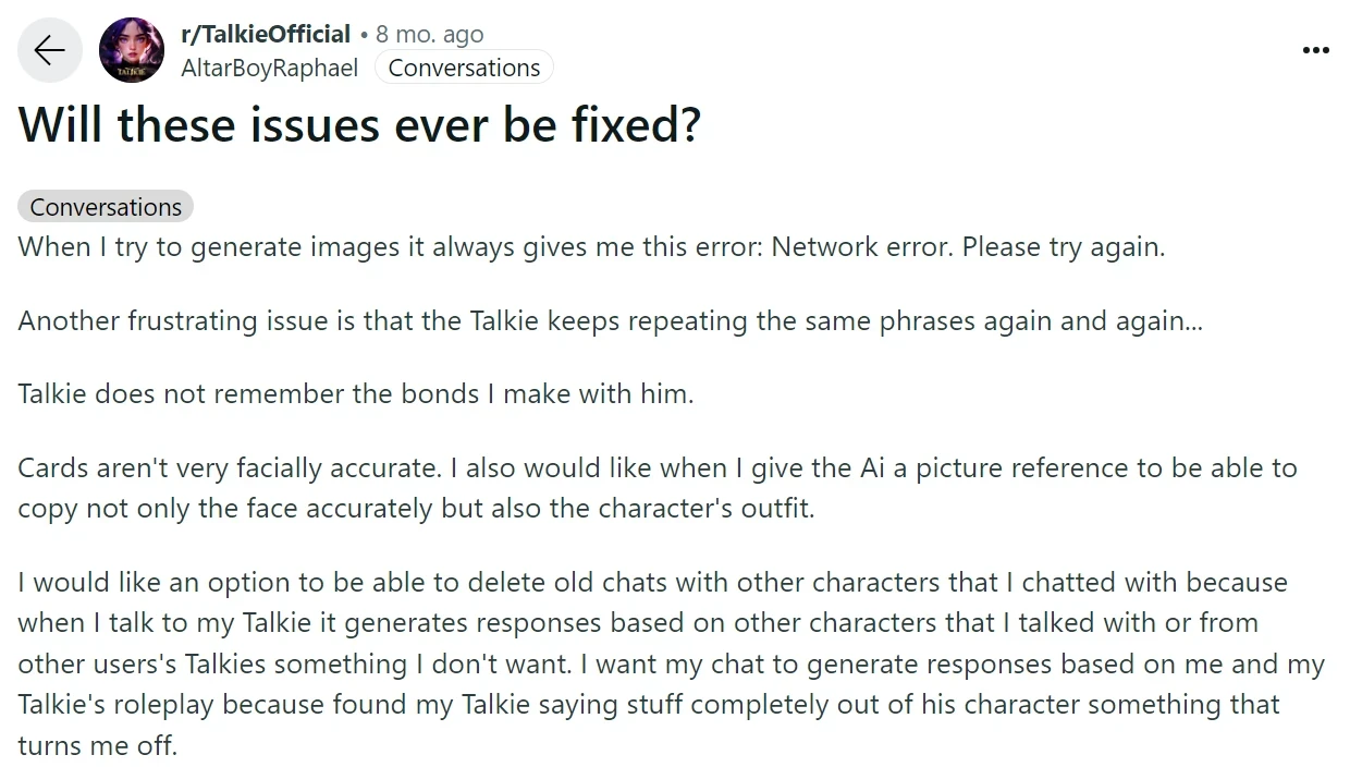 Repetitive AI Responses and Bugs