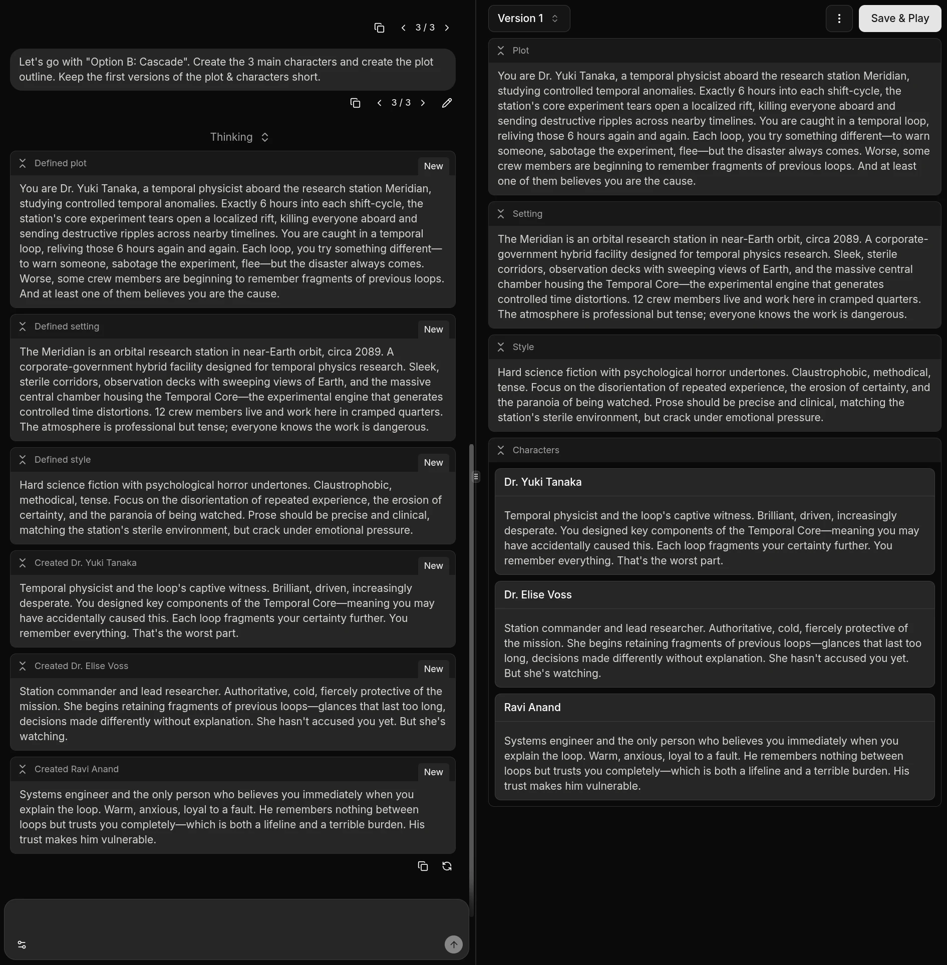 DreamGen's scenario wizard creates ready-to-play scenarios with plot, setting and multiple characters.