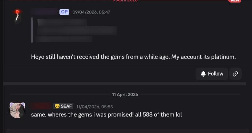 Users asking for their credit compensation